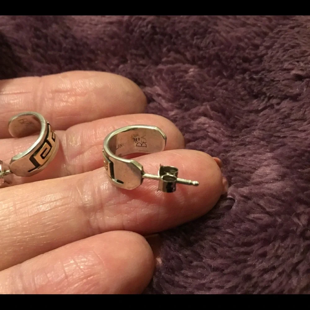 925 & 14Kt Y/Gold Native American Half Hoop Earrings! - Picture 6 of 9